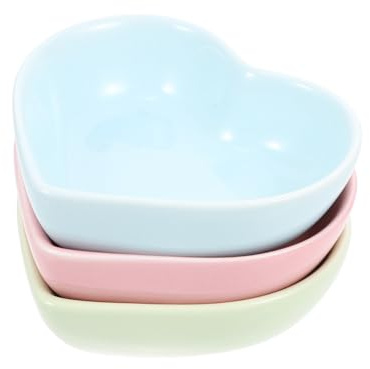 SHINEOFI Set 3 Ciotole per Criceti in Ceramica a Forma di Cuore Contenitori per Cibo Animali Domestici Resistente e Facile da Pulire Adatte per Criceti e Piccoli Roditori