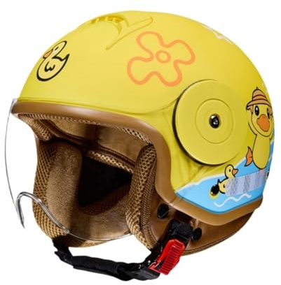 Casco Da Moto Per Bambini, Casco Da Scooter Per Bambine, Casco Da Bicicletta Per Ragazzi, Casco Jet Aperto Con Visiera, Casco Regolabile Per Bambini Dai 4 Ai 12 Anni 6,(46-54CM)
