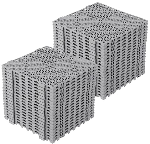 50 Pack 12”x12” Modular Interlocking Cushion, Interlocking Floor Tiles,Waterproof Non-Slip Drainage Mats, Soft PVC Modular Cushion for Garage, Gym, Pool Deck, Patio & Outdoor Shower (Gray)