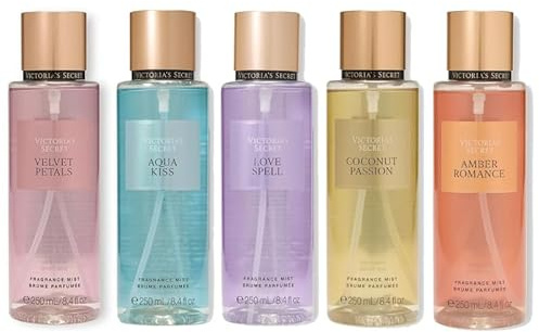 Victoria's Secret - Set med 5 kroppsspray 250ml - Amber Romance/Coconut Passion/Love Spell/Aqua Kiss/Velvet Petals