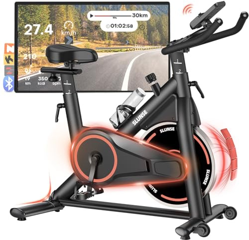 Exercise Bike, Spin Bike with App for Customized Exercise Plans, Quiet Stationary Bikes for Home Use with Adjustable Magnetic Resistance, Indoor Cycling Bike with LED Display