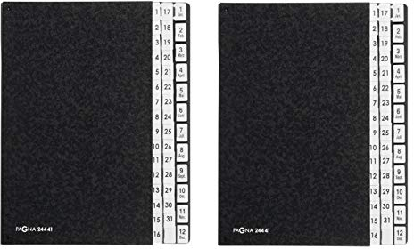 Pagna Pultordner Classic (Pultmappe, 44 Fächer, 1-31/1-12/Jan-Dez) schwarz (2 Mappen, 44-teilig)