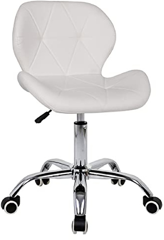 White Desk Chair for Home,Comfy Office Chair Adjustable Height Computer Chair with Chrome Base Padded Swivel Kids Chair,Home/Office Furniture