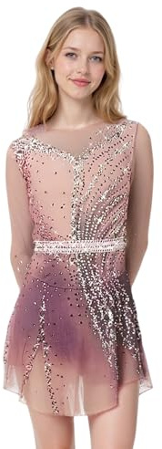 Handmade Ice Figure Skating Dress Women Girls Skate Competition Custumes Performance Orange Medium