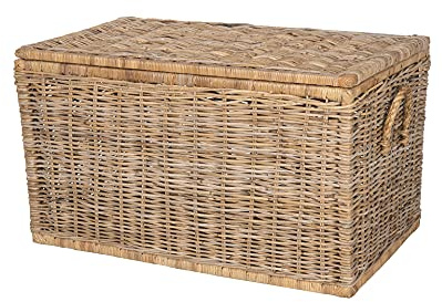 Kouboo Rattan Storage Trunk Lid Wicker Blanket Box Toy Chest Ottoman Large