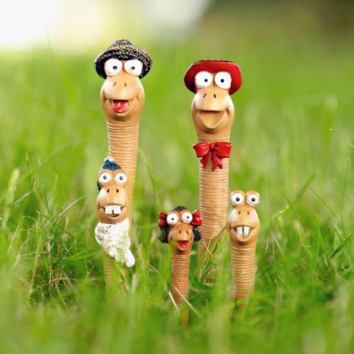 Garden Mile Resin Worm Garden Ornaments for Plant Pots and Flower Beds