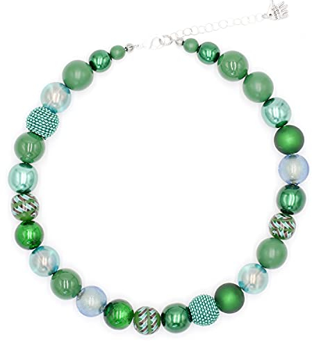 Feliss Handmade: Ketten aus Perlen Halskette Damen Statement Kette 45 cm lang in Boho Style. Choker Halsband Schmuck. Beads Perlenkette Frauen grün