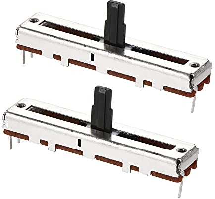 sourcing map 2Stk Fader Variabler Widerstände Mischer mit Knöpfen 45mm Gerade Rutsche Ein Kanal Potentiometer B10K Ohm Linear potentiometer