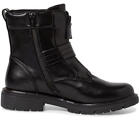 Jana Damen Stiefeletten ohne Absatz aus Kunstleder mit Schnalle Weite H Mehrweite, Schwarz (Black), 37 EU