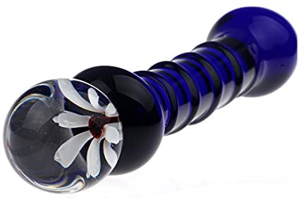 Nubby Textured Glass Dildo, Glass Sex Toy, Glass Dildo Sex Toy with Blue Nodules