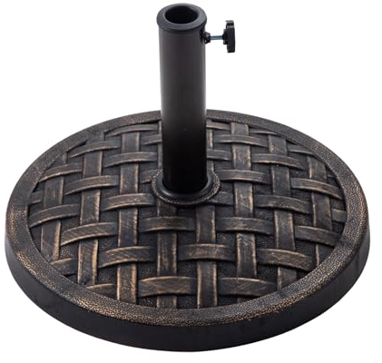 C-Hopetree 14 kg Rund Harz Schirmständer Sonnenschirmständer Sonnenschirmfuß für Sonnenschirm Terrassenschirm Schirmstöcke bis 38/48 mm, Bronze