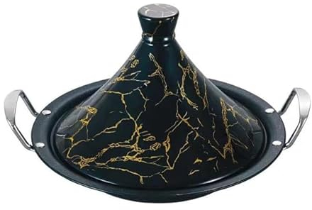 Tajine Royal Swiss 38 cm - Acciaio inossidabile Rivestimento antiaderente Coperchio porcellana - Tutte le fonti di calore, induzione, gas, elettrico - cucina sana (nero, 38 cm)