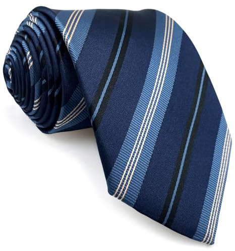 S&W SHLAX&WING Corbatas para hombre azul real rayas azul marino corbata para traje chaqueta tamaño clásico 147cm×8cm