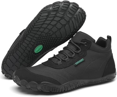 SAGUARO Zapatillas Barefoot Hombre Zapatillas Minimalistas Mujer Zapatillas de Trail Running Antideslizantes Zapatos Barefoot Calzado Descalzo con Suela Zero Drop Negro,EU Gr.38