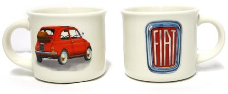 Puckator - Set di Due Tazzine da Caffè in Porcellana a Tema Fiat 500, Auto - Design con Licenza Ufficiale - Espresso Cup