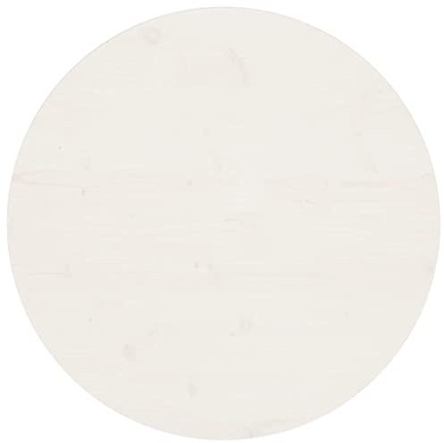 Myheimly Tischplatte Weiß Ø70x2,5 cm Massivholz Kiefer