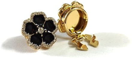 Climple knappskydd för kvinnor blusar manschettknappar med blomma - gyllene bas knappöverdrag manschettknappar klänning skjorta, Tux skjorta, For Buttons Up to 11mm / 0.43, Metall, Kristall