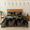 YASMENG Bettwäsche 135x200 Gold Schwarz Blätter Bettwäsche Gold Blätter Motiv Modern Elegant Bettbezug Set Weich Mikrofaser Blätter Gold Bettwäsche 2teilig mit Reißverschluss und 80x80 cm Kissenbezug