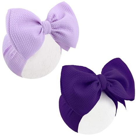 ONENINEDREAM Super Durable Soft Knot Headbands with Hair Bows Infant Toddlers Kids Hair Accessories Violet Purple Headband for Newborn Baby Girls