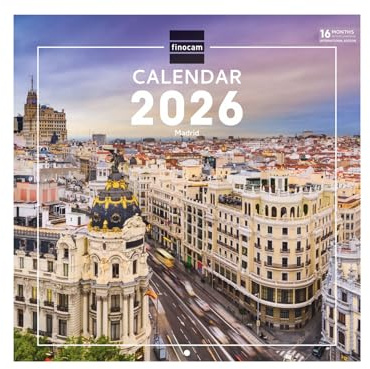 Finocam - Calendario da parete 2026 30x30 Layout mensile Gennaio - Dicembre 2026 + Sett. - Dic. 2025 (4 mesi) ridotto | Calendario 2026 | Immagini Madrid - Internazionale