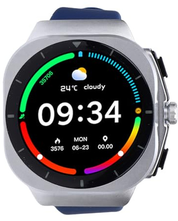 Plyisty Orologio Intelligente All'aperto, Risoluzione da 1,46 Pollici 360x360, Chiamata, Tracker di Fitness del Sonno Sportivo per la Corsa di Yoga in Arrampicata, Fino a 100 modalità (Blue)