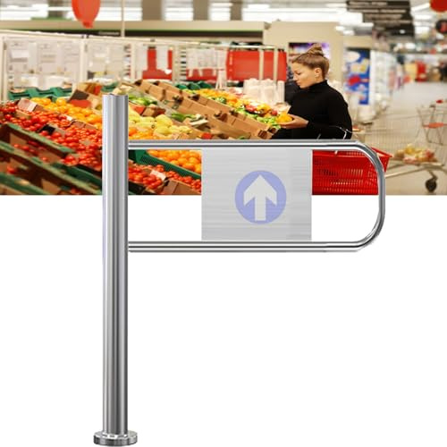 Säkerhetsroterande dörr i rostfritt stål – 50 cm bred fjäderbelastad svängport för stormarknader och offentliga utrymmen – 1-vägs dubbel åtkomst halv midja ingång/utgång lösning