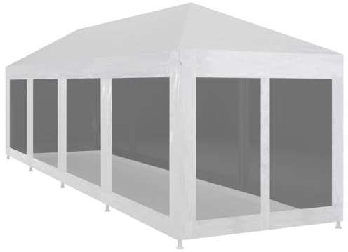 HOMELEN Tente de réception avec filet 12 x 3 m en acier PE imperméable résistant aux UV 10 côtés en filet pour événements en plein air, fêtes, mariages, festivals
