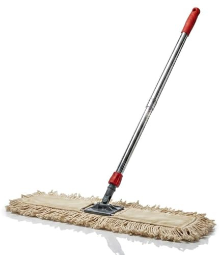 SGWEB Professional Scopa Lineare Industriale 80 cm con Spazzolone per Pavimenti, Sistema a Tasche e Panno in Cotone, Manico Cromato Ergonomico Robusto e Leggero, Mazza per Lavare a Terra Professionale