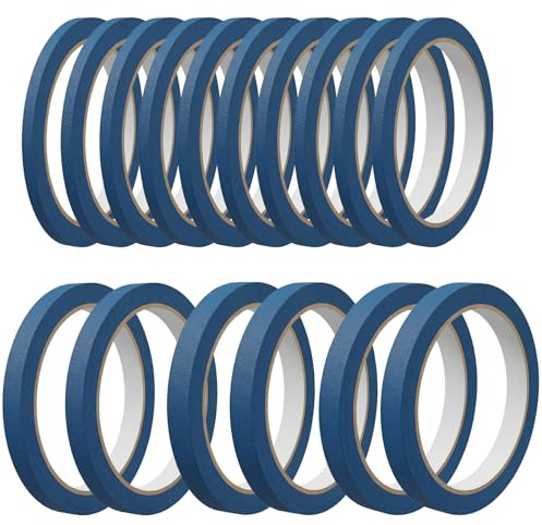 16 rullar självhäftande målningstejp, 5 mm/7 mm/10 mm/12 mm x 20 m | Maskeringstejp, tejp, målningstejp, blå fin linje tejp, maskeringstejp för bil skola kontor gör-det-själv