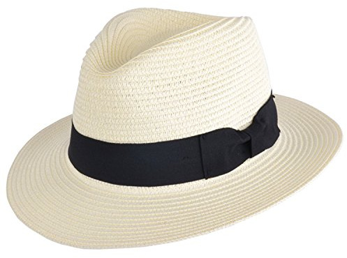 MAZ Unisex Paper Straw Crushable Foldable Summer Panama Fedora HAT with Band and Adjustable Sweatband in 8 Colours