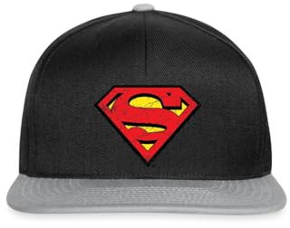 Spreadshirt DC Comics Superman Logo Used Look Snapback Cap, One Size, Schwarz/Grau