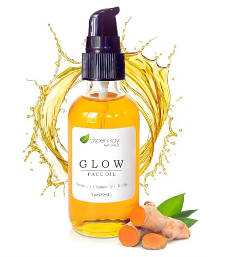Aspen Kay Naturals Glow - Turmeric & Rosehip Face Oil, Natural & Organic Face Moisturizer with Turmeric, Camellia, Sea Buckthorn and Chamomile - Facial Serum - 2 oz