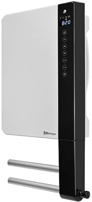 Radialight Windy Electric Bathroom Fan Heater/Convector Radiator, With Towel Rail, Timer, Thermostat, Splash Proof, Wall Mounted, White