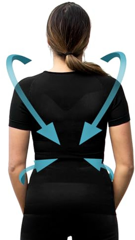 Curveless T-shirt Correcteur de Posture Femme | Anti Mal de Dos | Redresse Dos et Epaules |Compression | Maillot de Corps | Manches Courtes