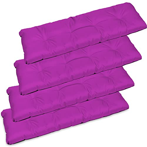 SuperKissen24. Lot de 4 Coussin Dossier pour Banc de Jardin Canapé - 120x38 cm - Intérieur/Extérieur – imperméable - Fuchsia
