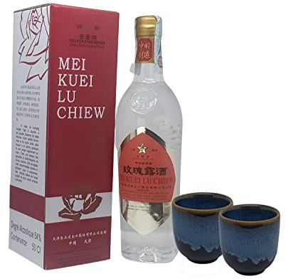 MiFan Liquore Box - Liquore di Rose Cinese, 2 Bicchierini da Degustazione, 54% VOL, Grappa di Rose, 500ml