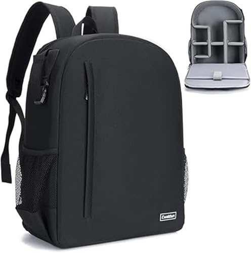 Cwatcun Kamerarucksack Camera Backpack Professioneller für spiegellose DSLR/SLR-Kamera, wasserdicht, Kameratasche kompatibel für Sony Canon Nikon Kamera- und Objektivstativ-Zubehör (3.0 Schwarz, L)