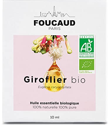 FOUCAUD | Huile essentielle de Giroflier | Eugenia caryophyllata | BIO | 100% naturelle et pure | Roll on inclus | Chemotypée | certifiée Agriculture Biologique | 10 ml | Marque Française depuis 1946