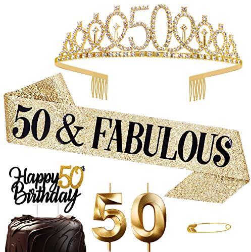 Corona Compleanno Donna - Fuscia Oro Diadema Coroncina Candele Cake Topper Decorazioni Regalo