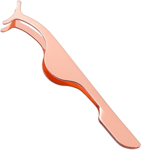 DAZISEN 1 Stück Wimpern Applikator Werkzeug Edelstahl - Gebogene Wimpernpinzette Wimpernclip zum Be- und Entladen von falschen Wimpern (Roségold)