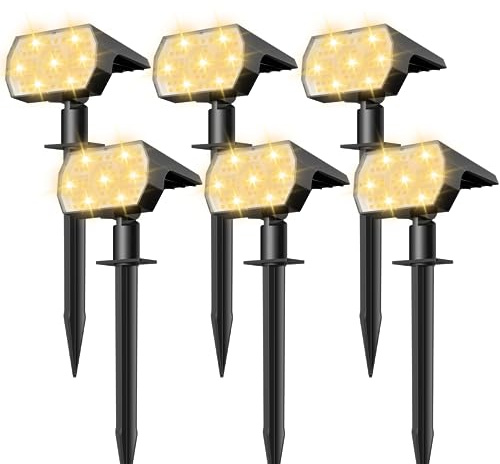 NYMPHY Solar Lights Outdoor Waterproof IP68, 56 LED 3 Lighting Modes Solar Powered Garden Yard Spot Solar Lights for Christmas Outside Landscape- 6 Pack (Warm White)