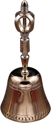 Campana de servicio, campana de mano de metal, campanilla, campana de mano for decoración de mesa de hotel, restaurante, aula, campana de servicio (color: dorado B, tamaño: 7,5 x 3,1 pulgadas) (color: