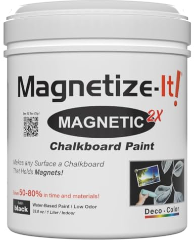Magnetize-It! Pintura magnética extra fuerte y se puede pintar para tiza e imán (negro, 1000 ml) – Pizarra magnética para pared aprox. 3 m² – Pintura magnética adecuada para pared – Pintura de pared