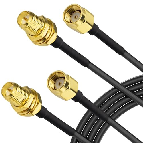 Superbat RP-SMA WLAN-antenn förlängningskabel 2 m (2 stycken). RPSMA kontakt till hona RG174 kabel för trådlös mini PCI Express PCIE nätverkskort USB WiFi-adapter WiFi router IP-kamera