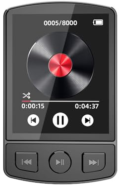 Sarini MP3-spelare med klipp Bärbar musikspelare Bluetooth 5.0 med 32G SD löpande stegräknare FM Röstinspelning Larm FM Video Bild E-bok