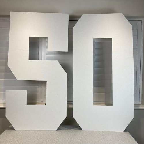 4ft Large Cardboard Number 50 - DIY Birthday Party Decorations, Freestanding Photo Prop, Customizable Giant Numbers for 50th Birthday Celebrations by Cardécoray