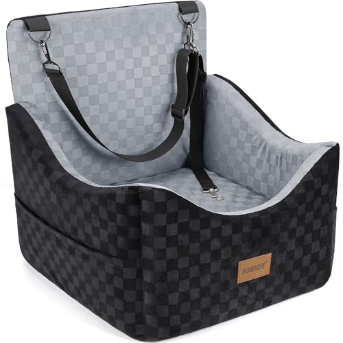JOEJOY Seggiolino auto per cani di piccola e media taglia, lavabile, con imbottitura in memory foam ispessita, per sedile posteriore, sedile anteriore con cintura di sicurezza regolabile