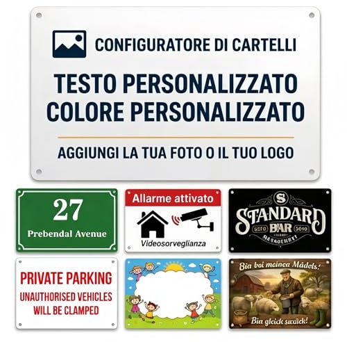 Cartel de aluminio personalizado, placa de señalización exterior personalizada con su texto, logotipo o imagen, señal de advertencia y prohibición, 15 x 20 cm / 20 x 30 cm / 30 x 40 cm