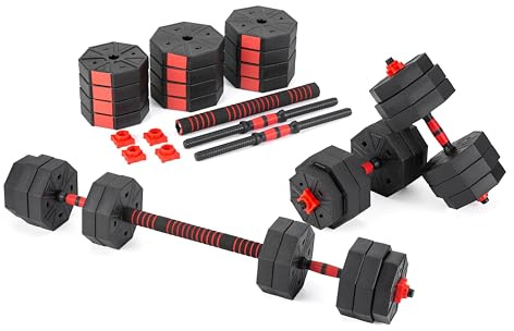 Gymtek Lot de 2 Haltères Courts - Haltere Musculation Longues Réglables - Poids Musculation - Haltere Reglable - Musculation Homme - 4 x fermetures en étoile - Haltère pour homme et femme - Dumbbell
