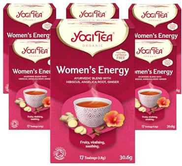 Yogi Tea, Women's Energy, Organic Herbal Tea, Naturally Caffeine Free, Blend of Hibiscus, Angelica Root and Ginger, 6 Packs x 17 Tea Bags (102 Teabags Total)